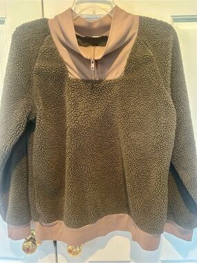 Gypsies & Moondust Olive Sherpa Pullover with  Trim